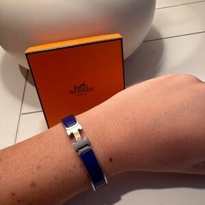 Hermès Blue Clic Clac Enamel Bracelet